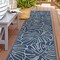 World Rug Gallery Contemporary Tropical Leaves Weather Resistant Indoor/Outdoor Runner Rug 2' x 7' Blue 4031BLUE2X7 - alternate 1